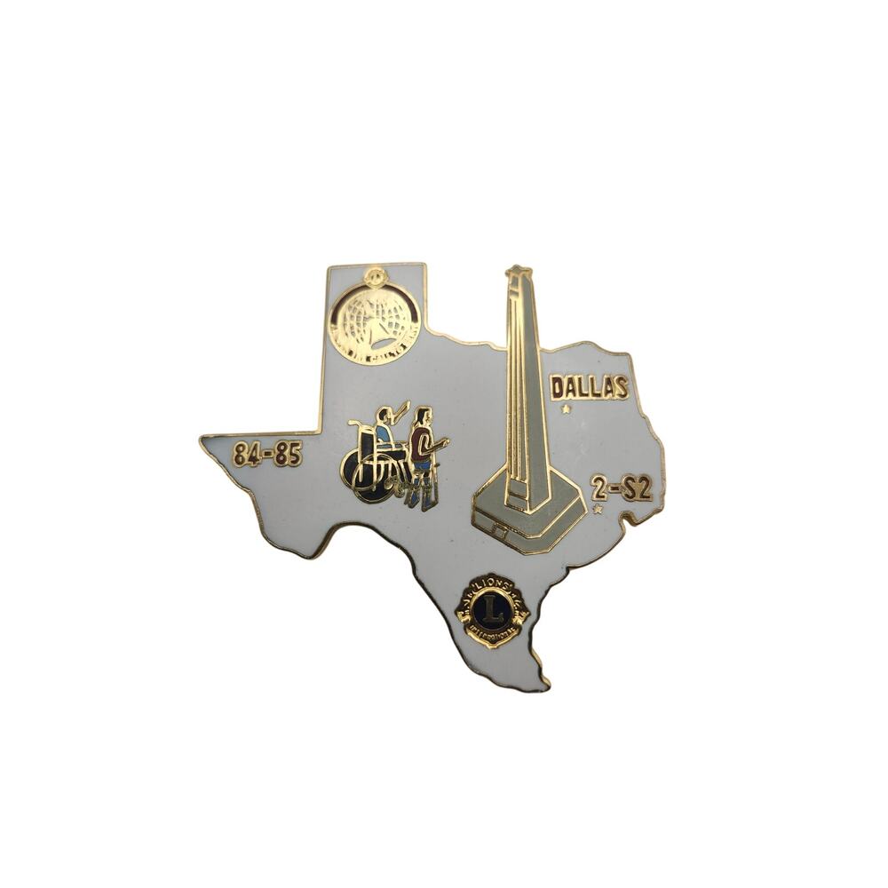 Vintage 1984-85 Lions Club Pin Texas Dallas District 2-S2 Reunion Tower Service